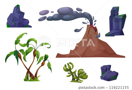 Volcanic eruption cartoon set 119221155
