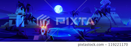 Old temple in Egypt desert landscape at night 119221170