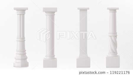 Ancient roman column made of white clay. 119221176