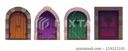 Medieval wooden doors set 119221191