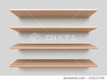 Empty wood wall shelf for book isolated vector 119221193