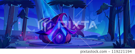 Night magic forest with witch house dark landscape 119221194