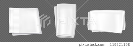 White folded handkerchief mockup or kitchen towel. White folded handkerchief mockup or kitchen towel. 119221198