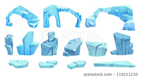 Iceberg piece and arch floating. Cartoon vector Iceberg piece and arch floating. Cartoon vector 119221210