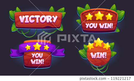 Game ui victory badge element, level winner design 119221217