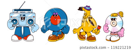 Retro music characters set on white background 119221219