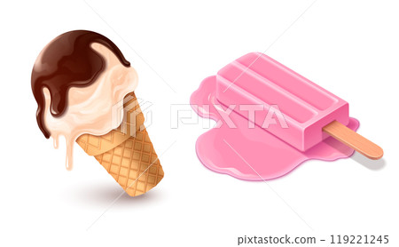 Melt ice cream cartoon summer icon isolated vector 119221245