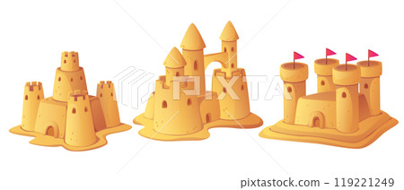 Sandcastle summer play cartoon beach illustration Sandcastle summer play cartoon beach illustration 119221249