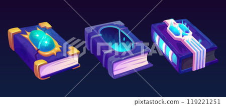 Old magic book for fantasy game vector ui icon Old magic book for fantasy game vector ui icon 119221251