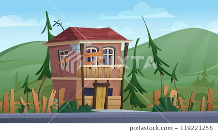 Abandoned old broken house 119221258