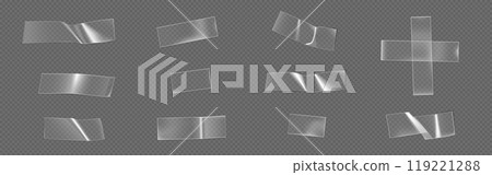 Transparent adhesive plastic cut tape patch. Transparent adhesive plastic cut tape patch. 119221288