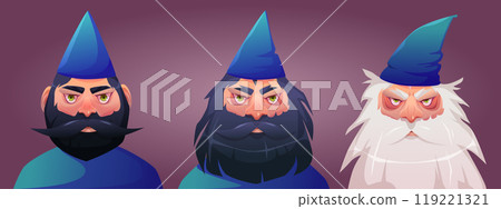 Male wizard portrait - sorcerer face aging process 119221321