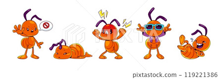 Cute ant cartoon character in different poses Cute ant cartoon character in different poses 119221386