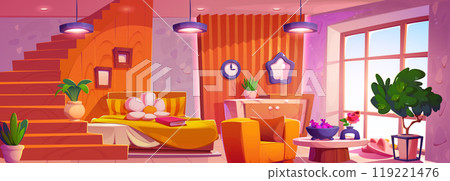 Bedroom interior for girl. Cartoon home design 119221476