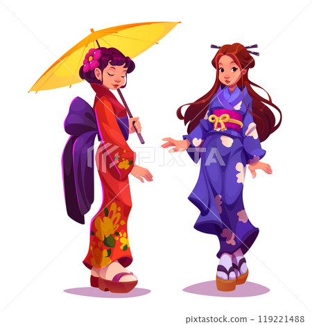 Geisha in japanese kimono. Traditional girl dress 119221488