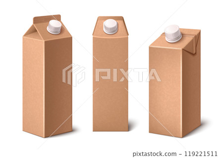Cardboard milk pack. 3d drink juice carton bottle Cardboard milk pack. 3d drink juice carton bottle 119221511