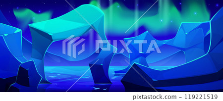 Northern aurora light. Night polar arctic borealis 119221519