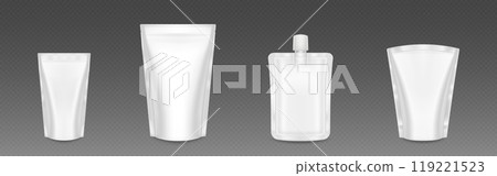 Doypack package mockup. Plastic blank pouch bag Doypack package mockup. Plastic blank pouch bag 119221523