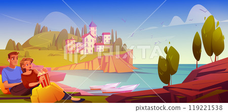 Couple love on nature coast vacation background Couple love on nature coast vacation background 119221538