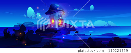 Fantasy mushroom house of elf at night 119221539