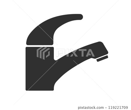 Water fauced tap icon symbol. Kitchen, WC water faucet or sink sign logo. Water flows from the faucet symbol. Drinking water. Vector illustration image. Isolated on white background. Water fauced tap icon symbol. Kitchen, WC water faucet or sink sign logo. Water flows from the faucet symbol. Drinking water. Vector illustration image. Isolated on white background. 119221709