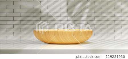 3d wood kitchen table podium for product display 119221930