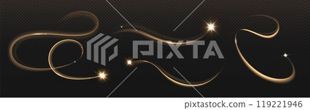 Gold star with magic curve trail 119221946