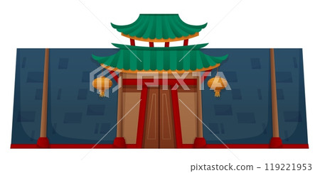 Chinese building facade isolated on white Chinese building facade isolated on white 119221953