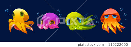 Set of octopus characters isolated on background 119222000