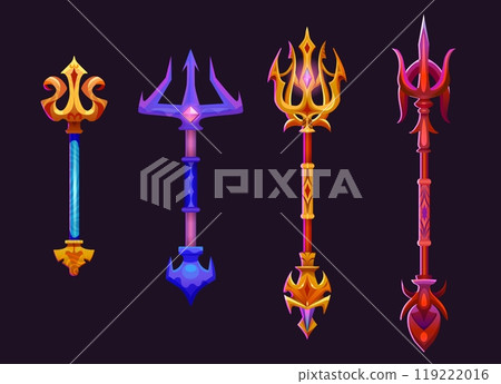 Magic tridents set isolated on black background 119222016