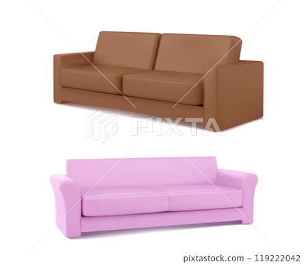 3D couches set isolated on white background 119222042