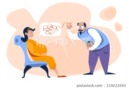 Pregnant woman at psychotherapist session. 119222043