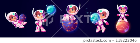 Astronaut kids set isolated on black background 119222046