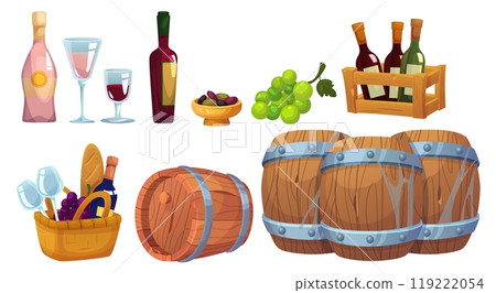 Wine storage and drinking. Cartoon vector 119222054