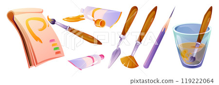 Art paint brush tool vector. Artist draw pencil Art paint brush tool vector. Artist draw pencil 119222064