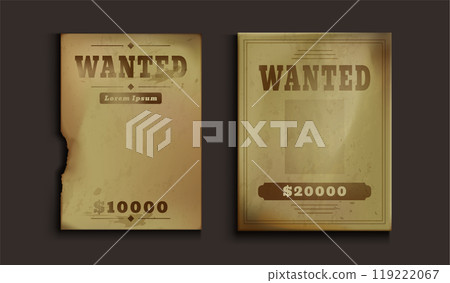 Wild west wanted posters set isolated on black Wild west wanted posters set isolated on black 119222067