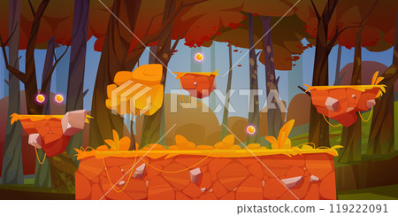 Game level map with flying ground platform 119222091