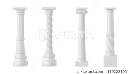 Ancient roman column made of white clay. 119222103