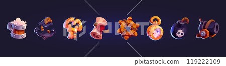 Pirate game ui icons cartoon vector set 119222109