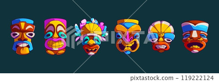 Cartoon tiki mask collection. 119222124