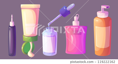 Skincare product and face lotion bottle cartoon Skincare product and face lotion bottle cartoon 119222162