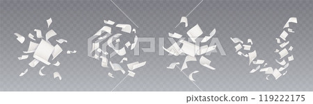 Paper sheets flying set on transparent background Paper sheets flying set on transparent background 119222175