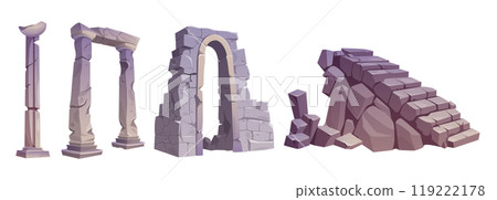 Ancient ruin vector set. Old Atlantis building 119222178