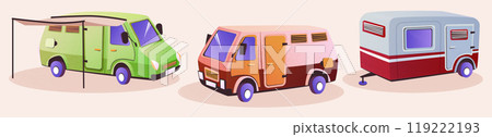 Camper van illustration. Rv trailer vehicle vector 119222193