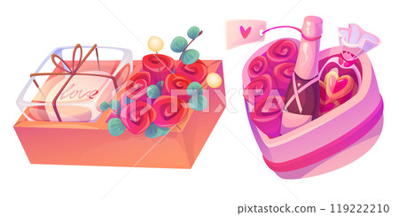 Valentine day chocolate box gift. Love food icon Valentine day chocolate box gift. Love food icon 119222210