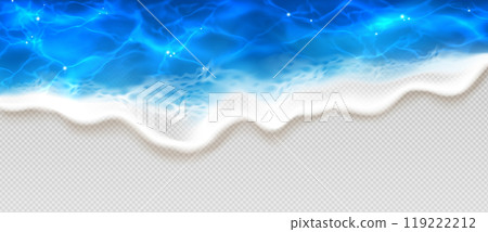 Top view on sea blue water wave with white foam Top view on sea blue water wave with white foam 119222212