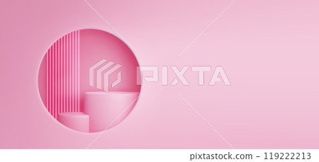 3d pink podium with neon light abstract platform 119222213