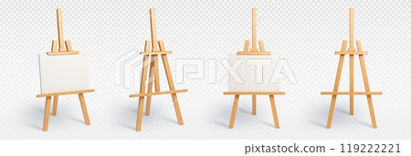 Wood easel stand with art board isolated vector 119222221