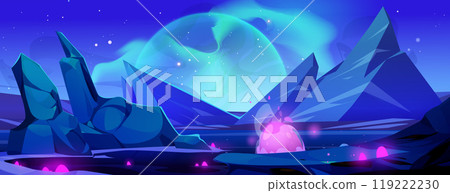 Night alien planet landscape space game background Night alien planet landscape space game background 119222230