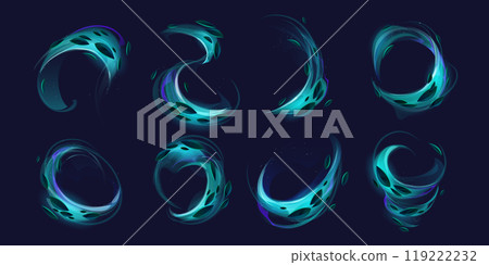 Water splash or air vortex with mint leaves 119222232